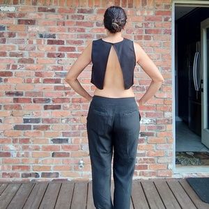 Tobi Cotton Mix Open Back Crop Top.